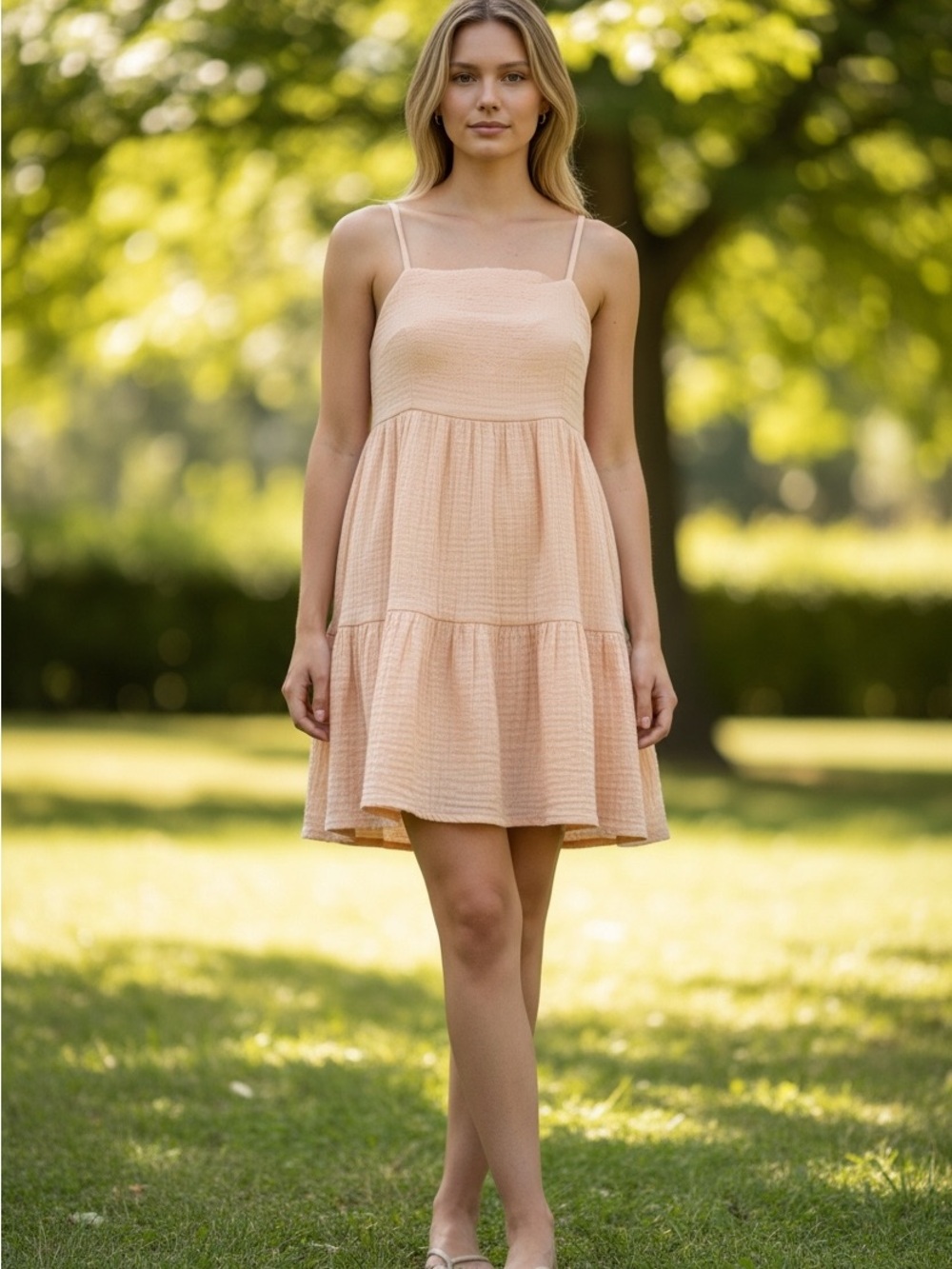 Sleeveless Tiered Sundress in terra cotta Women's Dress